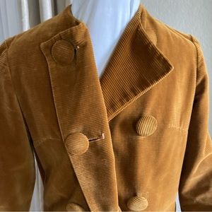Vintage Coat, 50s-60s Corduroy double breasted long, small-med